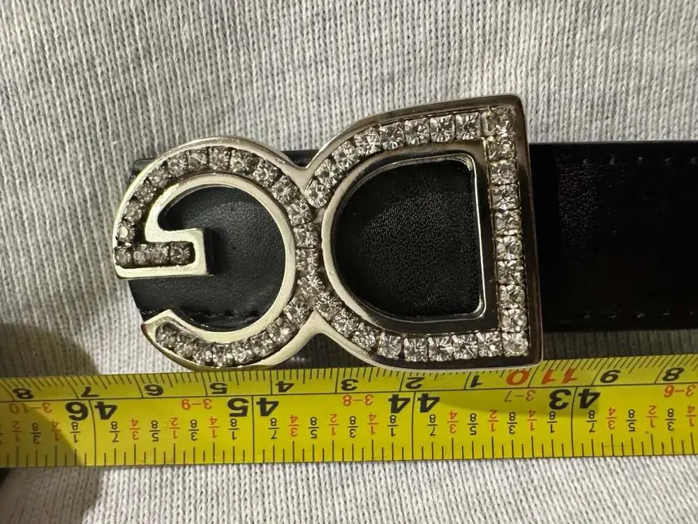 DG Embellished Black Leather Belt